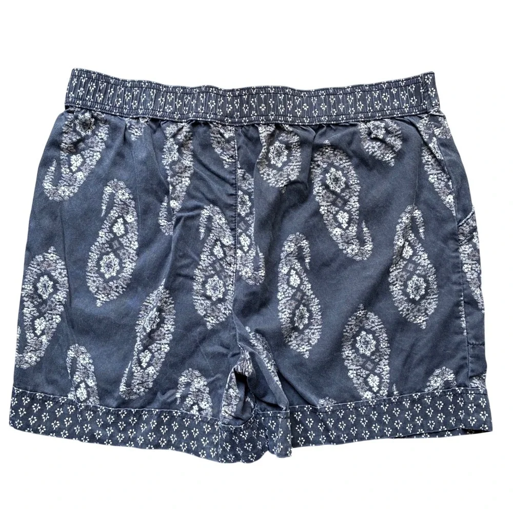 Knox‎ Rose Paisley Boho Shorts L Grey Cotton Lyocell Festival Cottagecore